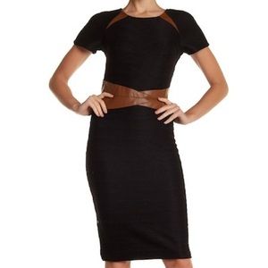 Antonio Melani Black Ribbed Bodycon Knit Dress